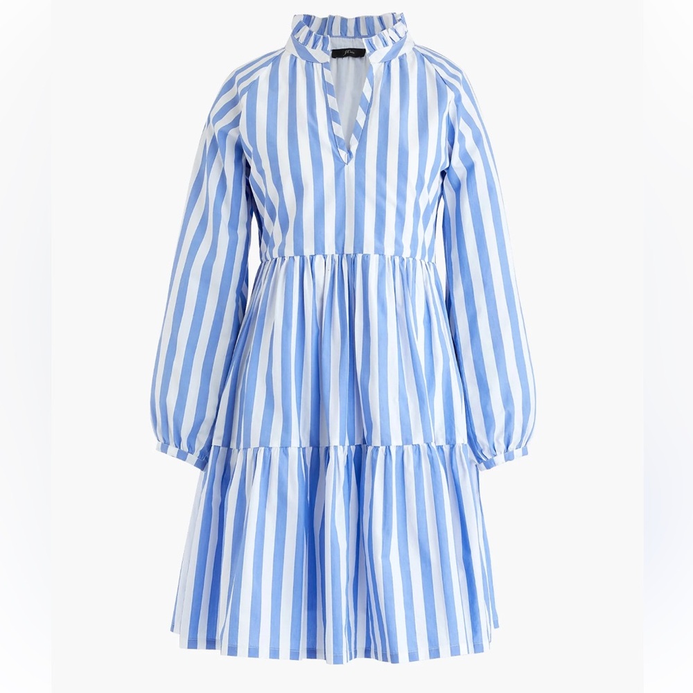 J.Crew Tiered Cotton Popover Dress, M